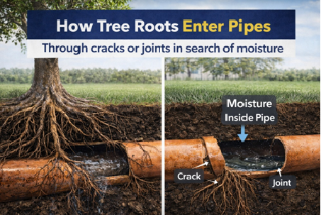 Tree Roots Enter Sewer Pipes